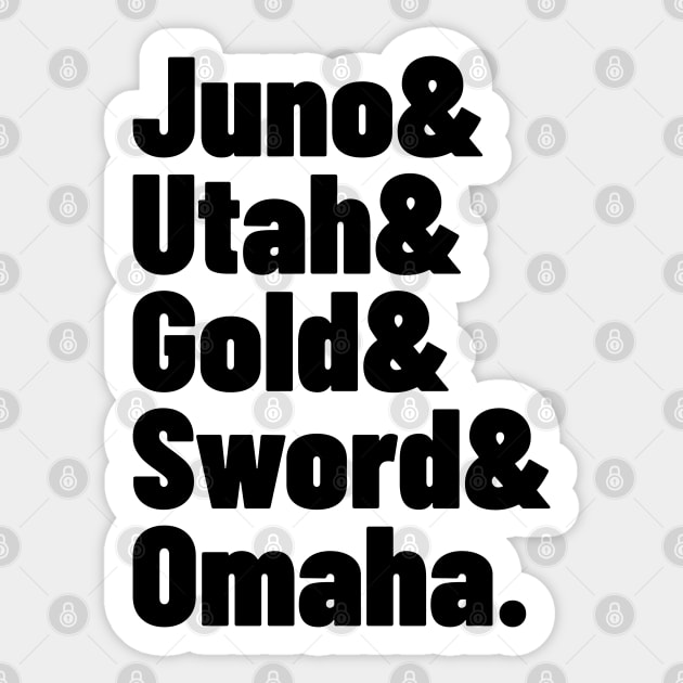 WWII History D-Day Beaches Juno Utah Gold Sword Omaha Sticker by Yesteeyear